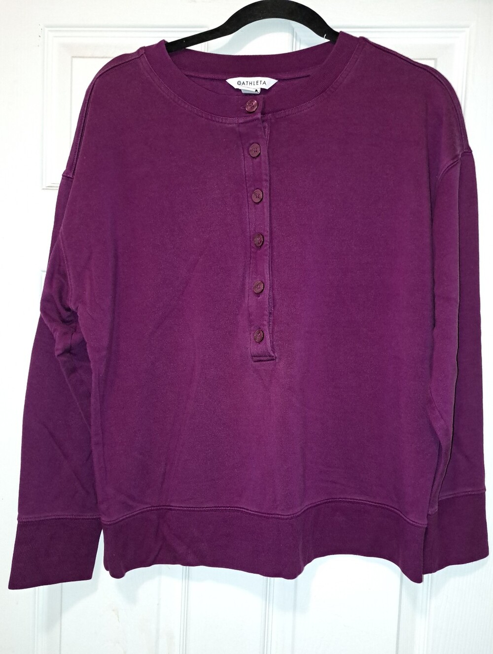 Athleta Deep Plum Button-Front Henley Sweatshirt
